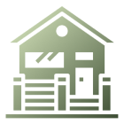 House icon with fence and windows