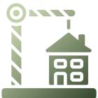 Crane lifting house icon illustration